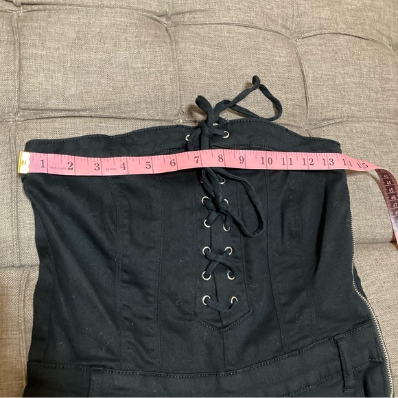 Venus Black Strapless Lace Up Distressed Denim Jumpsuit XS - Picture 11 of 12